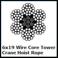 6x19 wire core tower crane hoist rope